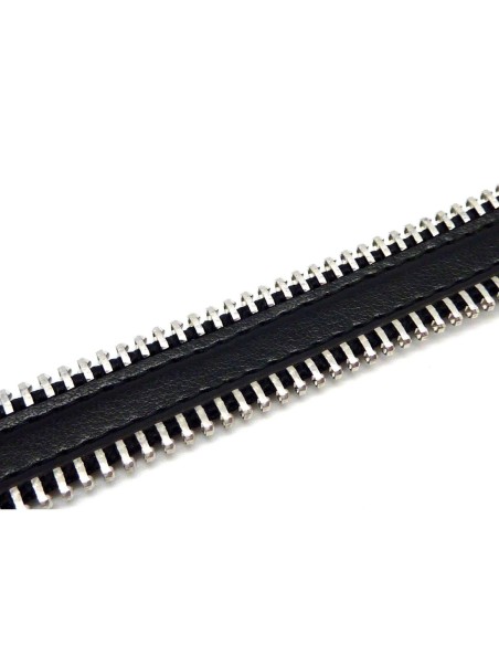 R-20cm Cuir plat largeur 16,8mm type crémaillère - fermeture éclair très original et très souple de couleur noir