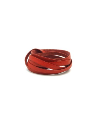 R-1m Cuir plat largeur 6mm de couleur rouge...