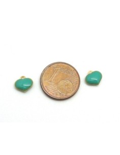 Breloque coeur emaillé vert opaline 2