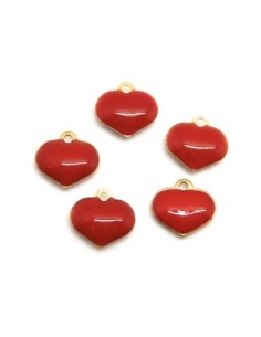 R-5 petites breloques coeurs émaillés recto/verso 6,9mm...