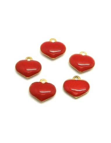 R-5 petites breloques coeurs émaillés...