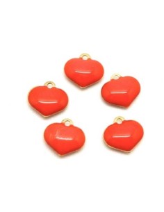 R-5 petites breloques coeurs émaillés recto/verso 6,9mm...