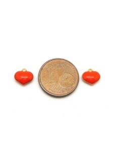 R-5 petites breloques coeurs émaillés recto/verso 6,9mm... 2