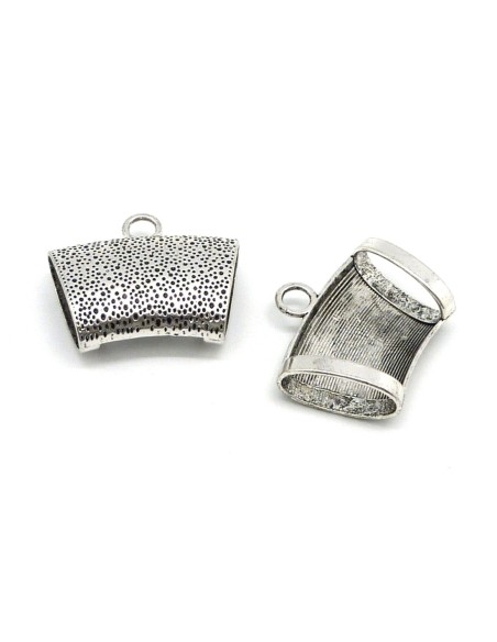 R-1 Grand Support breloque pour foulard XXL 37x43mm, bélière en métal argenté travaillé