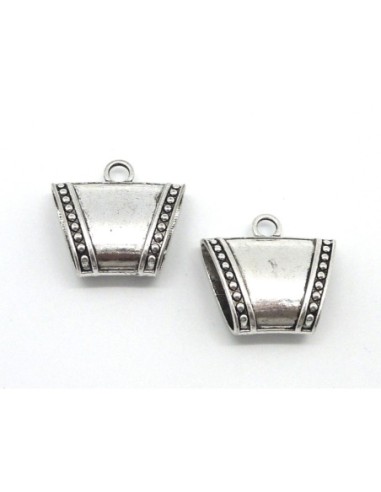 Breloque bélière de grosse taille en métal argenté