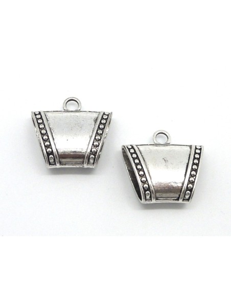 Breloque bélière de grosse taille en métal argenté