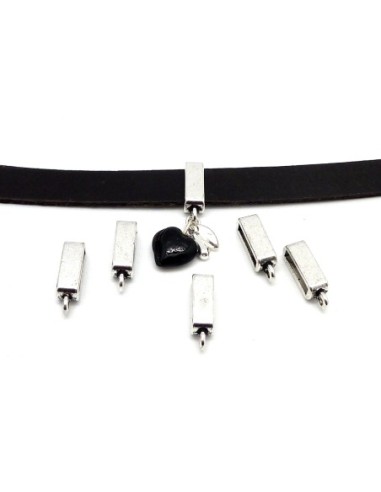 support breloque pas cher en metal argente pour lanière de 10mm
