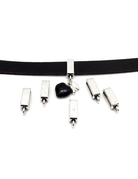 support breloque pas cher en metal argente pour lanière de 10mm