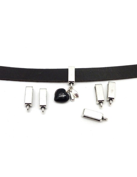 support breloque argenté en metal pour lanière de 10mm