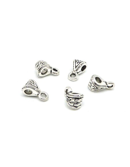 R-20 bélières en métal argenté travaillé pour cordon de 2,5mm maximum