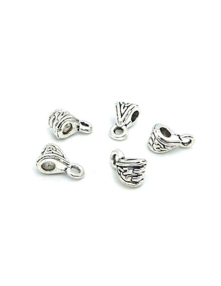 R-20 bélières en métal argenté travaillé pour cordon de 2,5mm maximum