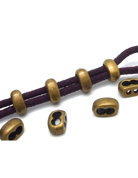 perle intercalaire 2 trous en métal de couleur bronze