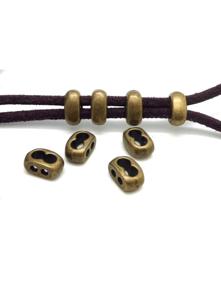 perle intercalaire 2 trous en métal de couleur bronze