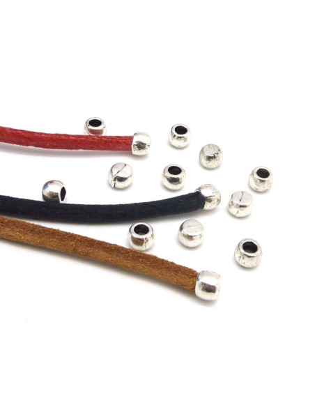 25 Perles embout de finition pour cordon de 2,5mm - 3mm en métal argenté