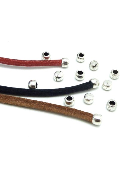 25 Perles embout de finition pour cordon de 2,5mm - 3mm en métal argenté