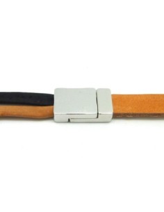 Fermoir aimanté rectangle en métal argenté pour lanière de 8mm