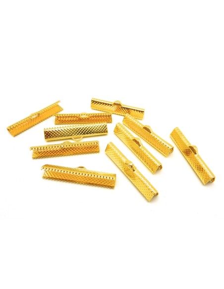 R-10 Embouts griffe serre ruban 30mm en métal doré