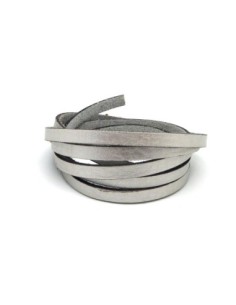 R-1m lanière cuir 5mm de couleur argenté légèrement texturé