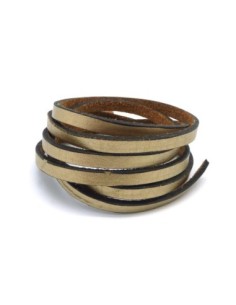 1m lanière cuir 5mm de couleur doré légèrement texturé