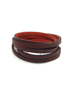 1m lanière cuir 5mm de couleur grenat, finition rustique