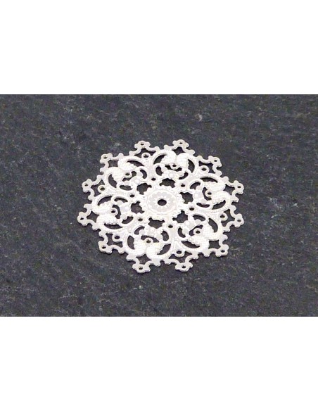 R-2 Estampes en filigrane rosace très fine, légère, flocon de neige 21,7mm en métal argenté brillant blanc