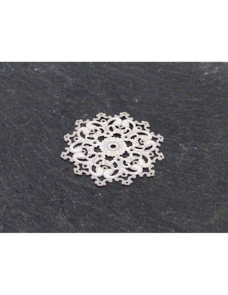 R-2 Estampes en filigrane rosace très fine, légère, flocon de neige 21,7mm en métal argenté brillant blanc