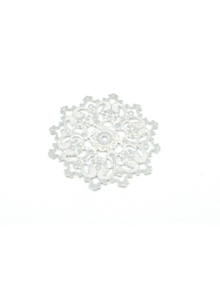 R-2 Estampes en filigrane rosace très fine, légère, flocon de neige 21,7mm en métal argenté brillant blanc