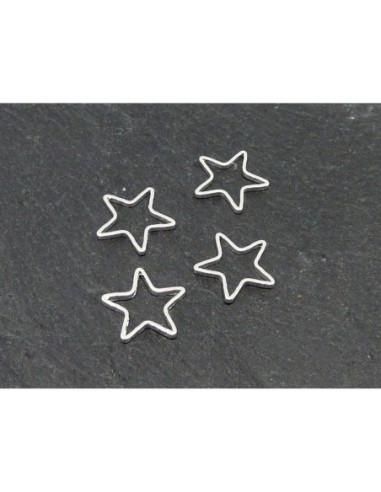 10 Connecteurs petite étoiles en filigrane très fin et léger 10,4mm en métal argenté brillant blanc