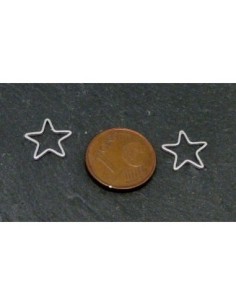10 Connecteurs petite étoiles en filigrane très fin et léger 10,4mm en métal argenté brillant blanc 2