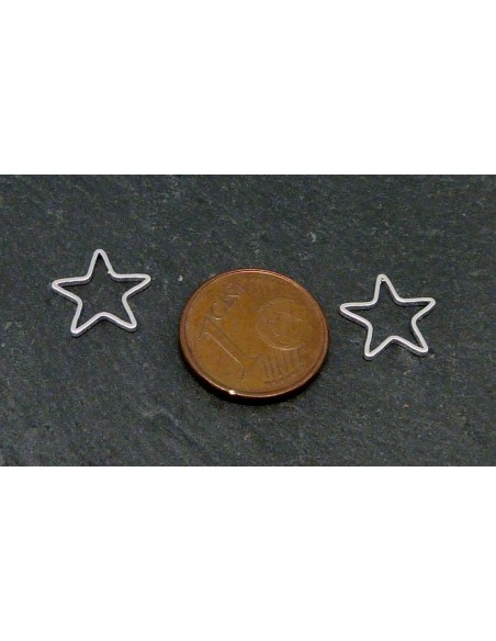 10 Connecteurs petite étoiles en filigrane très fin et léger 10,4mm en métal argenté brillant blanc