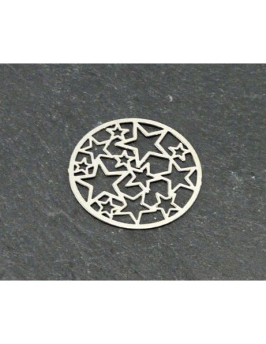Perle connecteur estampe filigrane motif étoile argenté