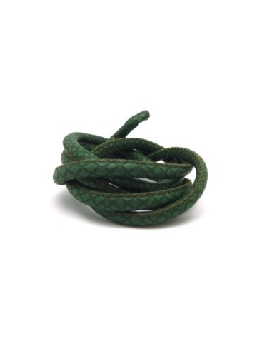 1m cordon simili cuir 6mm carreaux, jacquards, imitation serpent, écailles de couleur vert bouteille mat