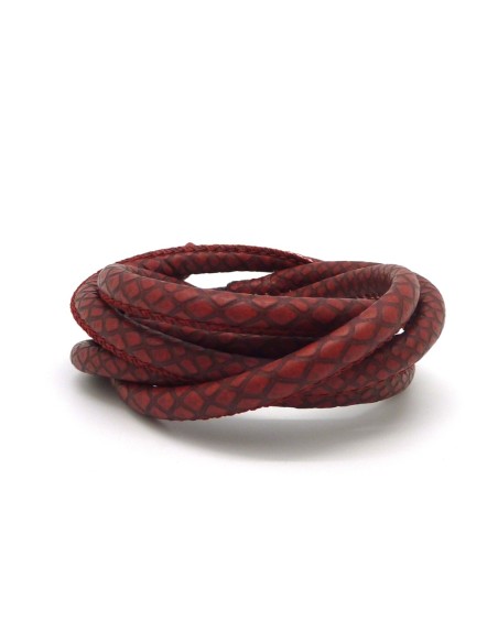 Cordon Simili cuir rouge mat motif écaille Cordon Simili cuir rouge mat motif écaille