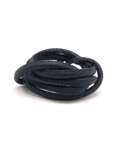 R-1m cordon simili cuir 6mm carreaux, jacquards, imitation serpent, écailles de couleur bleu marine mat