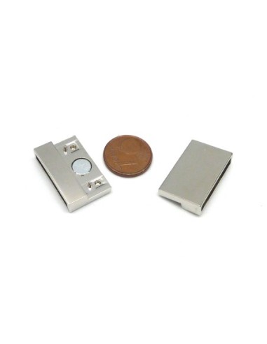 Fermoir aimanté rectangle manchette pour bracelet multirangs  20mm en métal argenté