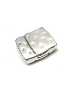 Fermoir aimanté rectangle manchette 19,5mm pour bracelet multirangs en métal argenté martelé ouverture fine 2