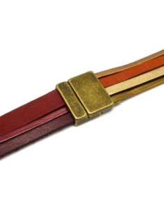 Fermoir aimanté rectangle manchette pour lanière cuir 19,4mm en métal de couleur bronze 2