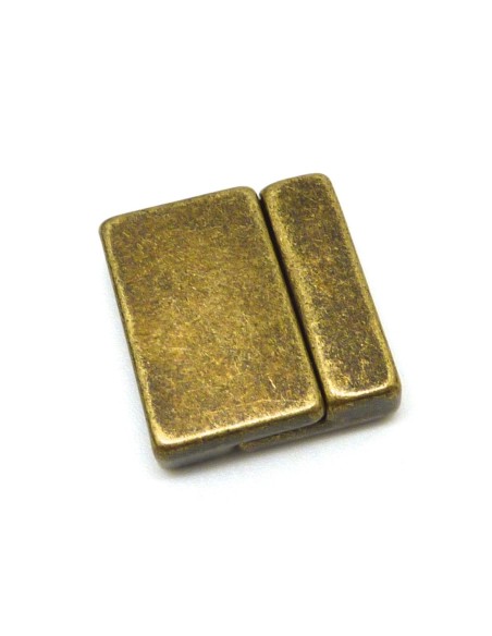 Fermoir aimanté rectangle manchette pour lanière cuir 19,4mm en métal de couleur bronze