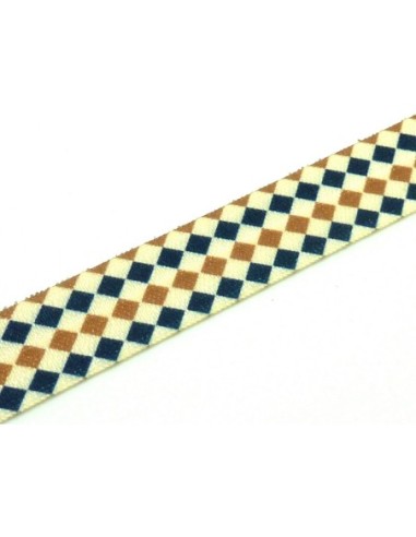Ruban élastique plat 15mm motif géométrique pas cher