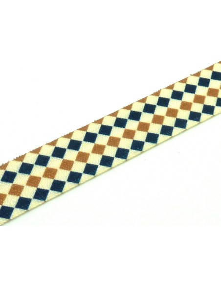 Ruban élastique plat 15mm motif géométrique pas cher