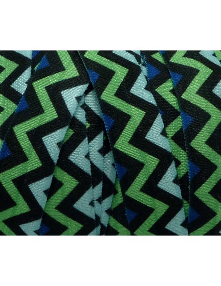 R-1m Ruban élastique 15mm motif zigzag triangle géométrique pour headband par exemple de couleur bleu marine, vert
