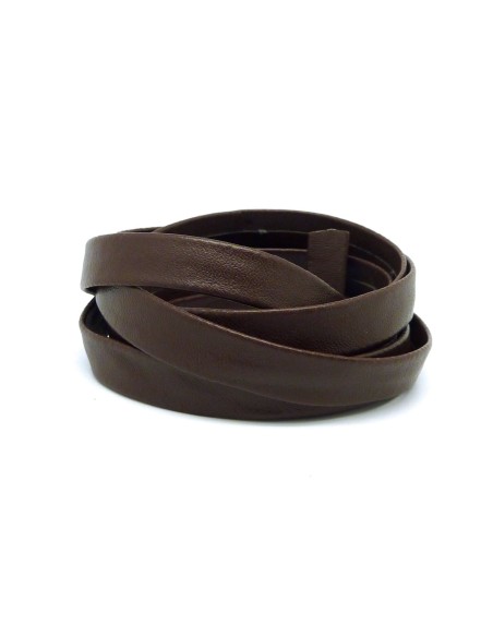R-1,20m Lanière simili cuir 10mm de couleur marron foncé, marron brun - cuir synthétique