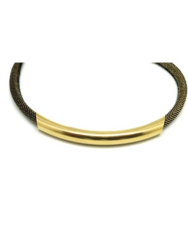 Perle passant en métal doré forme tube