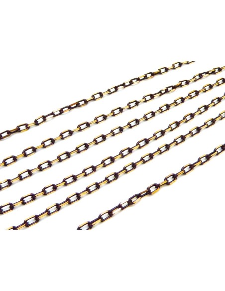R-1m de chaine fine en métal doré et marron foncé comme facetté maillon 3,7 x 2,2mm