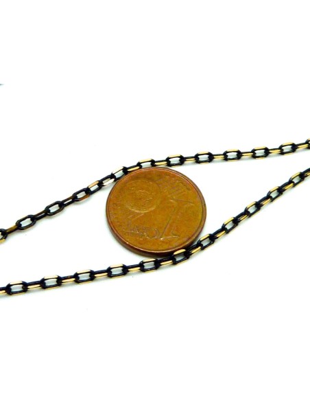 R-1m de chaine fine en métal doré et noir comme facetté maillon 3,7 x 2,2mm