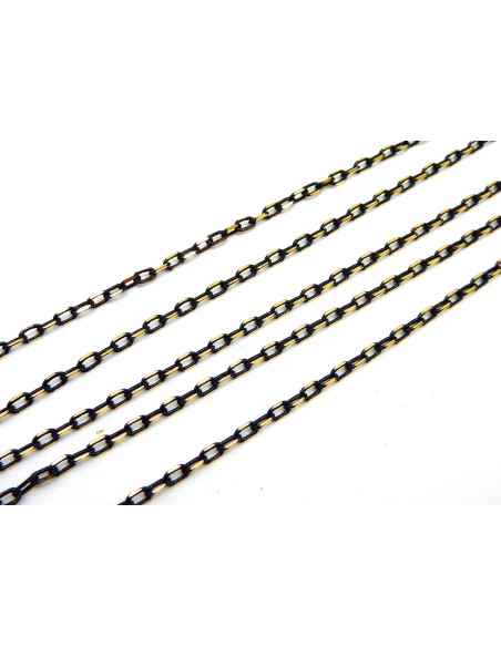 R-1m de chaine fine en métal doré et noir comme facetté maillon 3,7 x 2,2mm