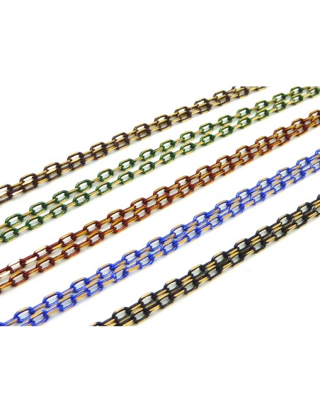 1m de chaine fine en métal doré et bleu électrique indigo comme facetté maillon 3,7 x 2,2mm