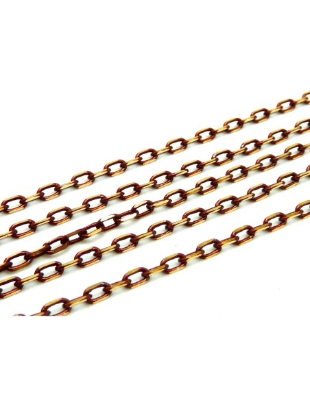 1m de chaine fine en métal doré et rouge grenat bordeaux comme facetté maillon 3,7 x 2,2mm