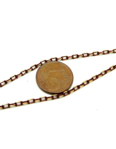 1m de chaine fine en métal doré et rouge grenat...