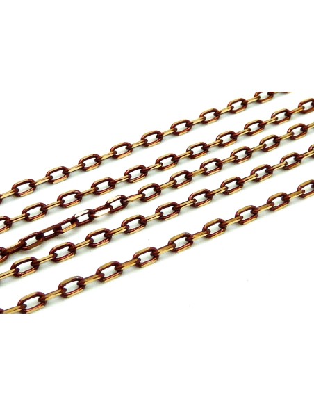 1m de chaine fine en métal doré et rouge grenat bordeaux comme facetté maillon 3,7 x 2,2mm